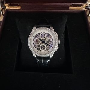 Perrelet Chronograph Skeleton watch with diamonds bezel.
